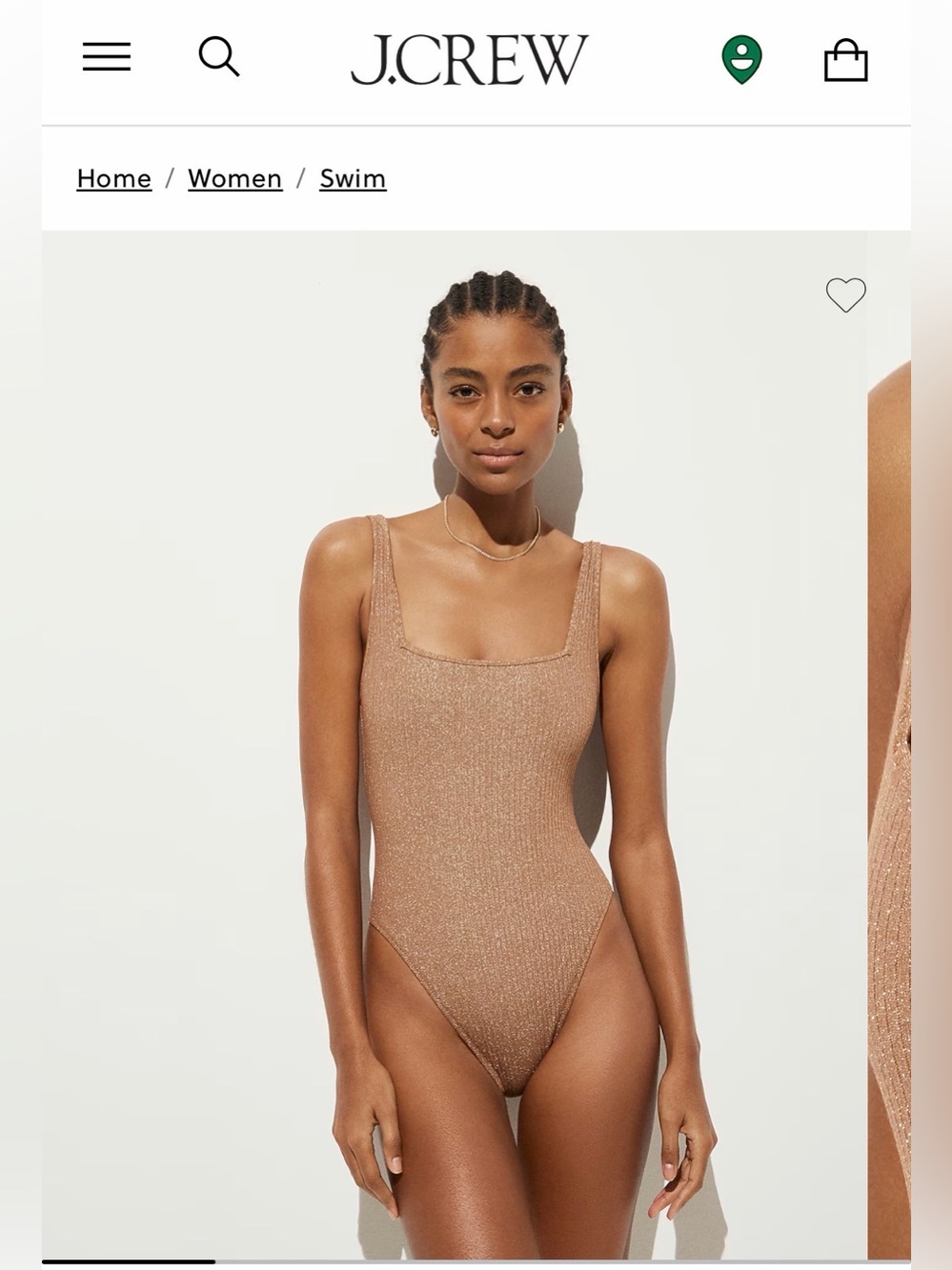 J. Crew Sparkle rib squareneck one-piece swimsuit